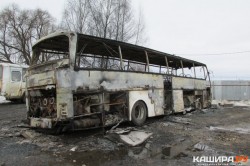 Туристический автобус «Setra 215» сгорел дотла в городском округе Кашира