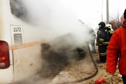 В Ступино загорелся автобус Hyundai, обслуживающий рейсы в городском округе Кашира