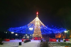 В Кашире-2 установили главную новогоднюю елку города