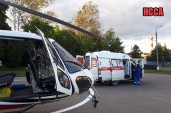 Мужчину, получившего на пожаре более 50% ожогов тела, вертолетом санавиации доставили из Ожерелья транзитом в Москву