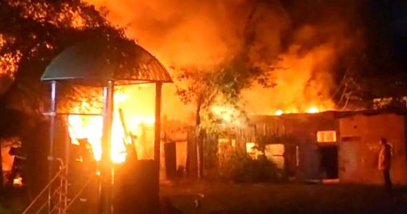 Сараи горели ночью в Новых домах в Кашире-1