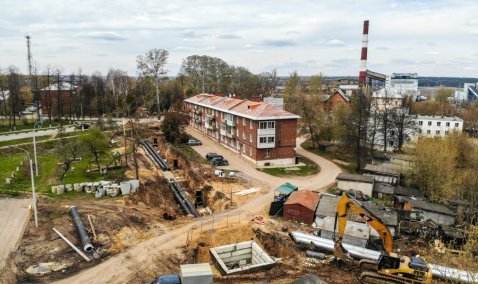 В Кашире-2 полным ходом продолжается строительство тепловых сетей от новой газовой котельной