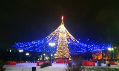 В Кашире-2 установили главную новогоднюю елку города
