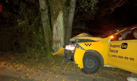 Водитель такси въехал в придорожное дерево в Кашире-1