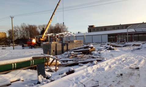 В Кашире-1 устанавливают модули 2-й очереди торговых площадей