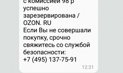 Мошенники рассылают каширянам ложные сообщения о покупках через Сбербанк?