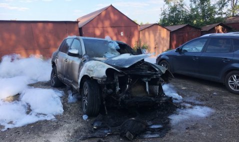 Ночью в Кашире-3 сгорел автомобиль Porsche Cayenne