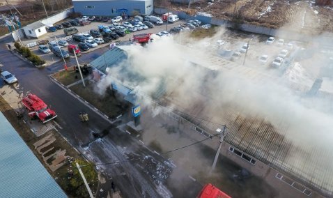 Автосервис «Алан+» горит в Кашире-1