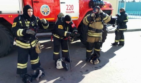 Пожарные отработали ликвидацию условного возгорания в Спортклубе «Кашира»