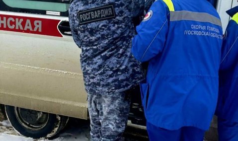 Каширские росгвардейцы пришли на помощь упавшей на льду женщине