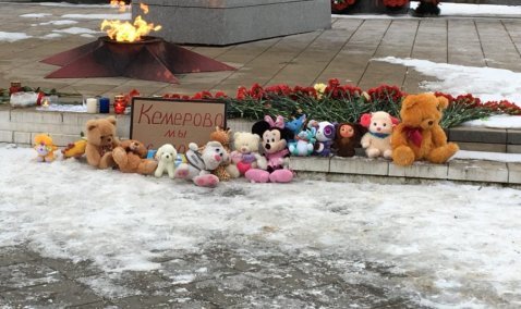 Несут цветы, игрушки, свечи: каширяне почтили память погибших в Кемерово