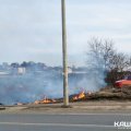 Сухая трава начала гореть в Кашире