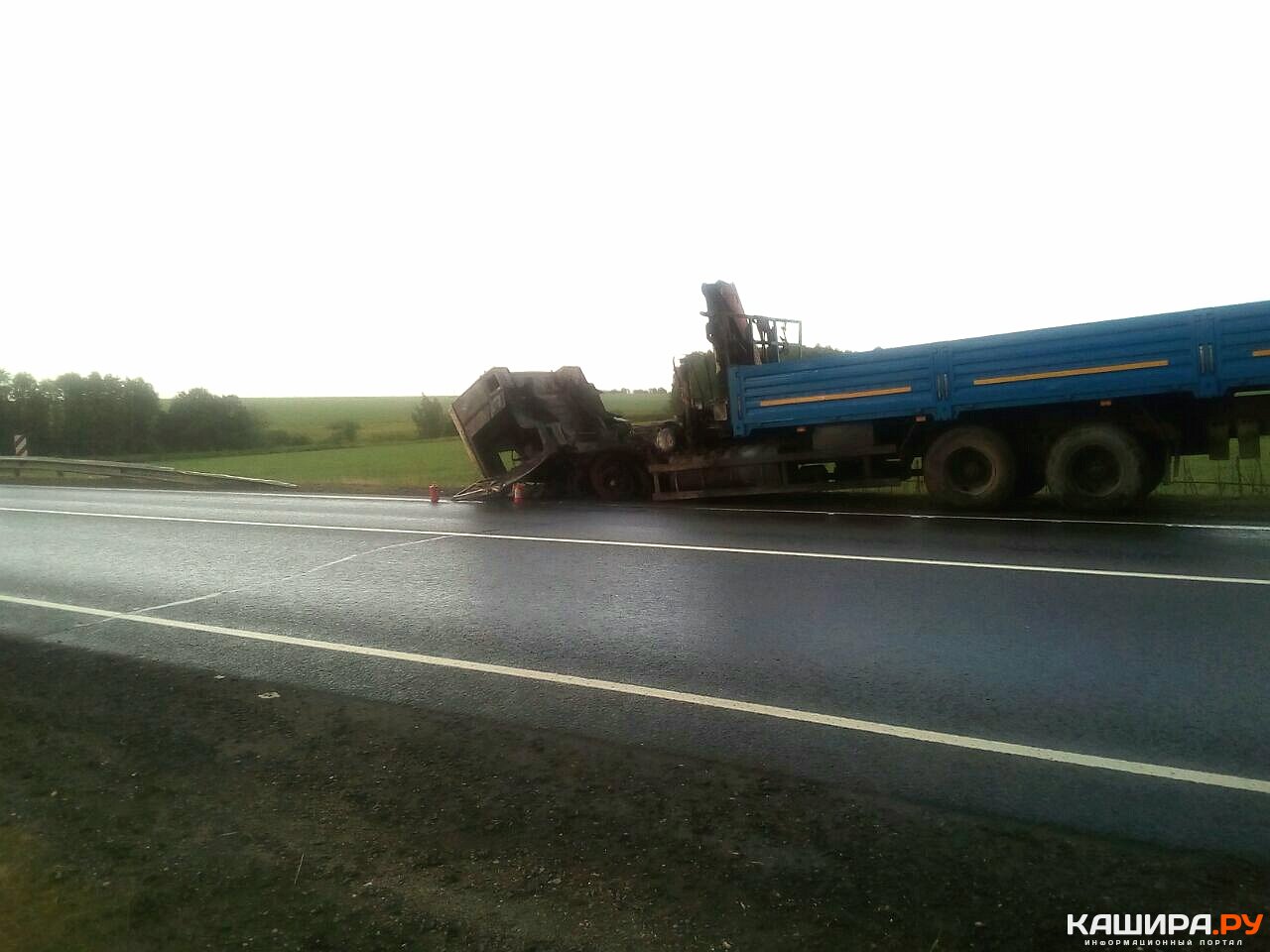 На трассе под Каширой загорелся грузовик – водителю удалось спастись »  Информационный портал г. Кашира